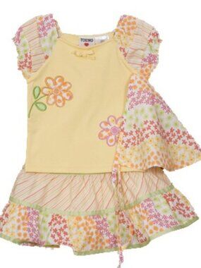 Young Hearts Girl's 3-Pc Yellow Floral Skort Set